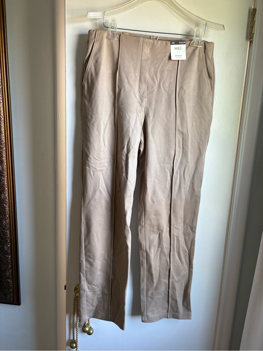 Women’s Marks & Spencer Straight Leg Trousers in Beige